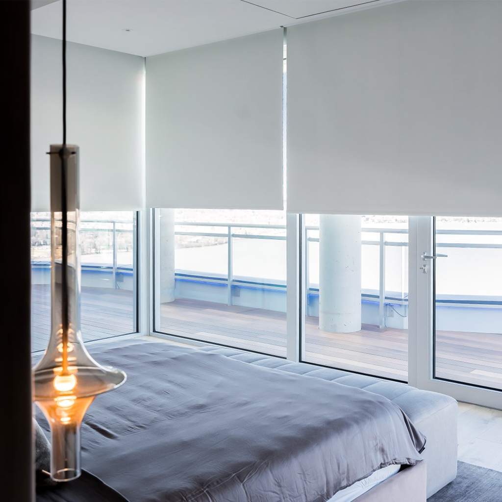 Blackout shades with a reverse roll